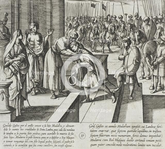 Gonzalo Gustos Recognizes His Son by Means of the Ring..., 1612. Creator: Antonio Tempesta.