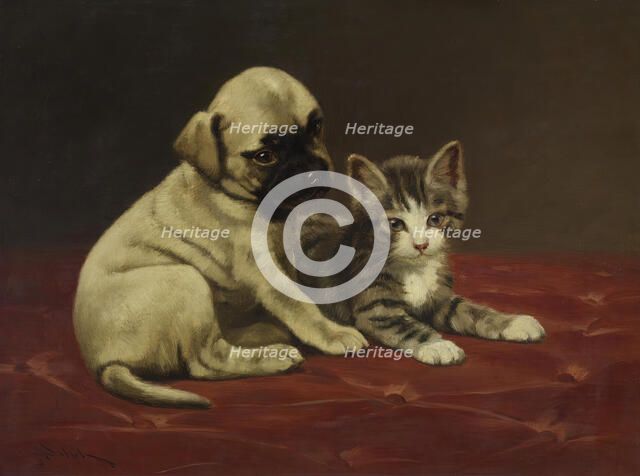 Good Friends (Puppy and Kitten), 4th quarter 19th century. Creator: John Henry Dolph.