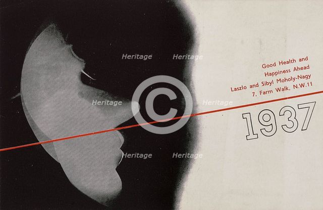 Good Health and Happiness Ahead. New Year's card by Laszlo and Sibyl Moholy-Nagy, 1937. Creator: Moholy-Nagy, Laszlo (1895-1946).