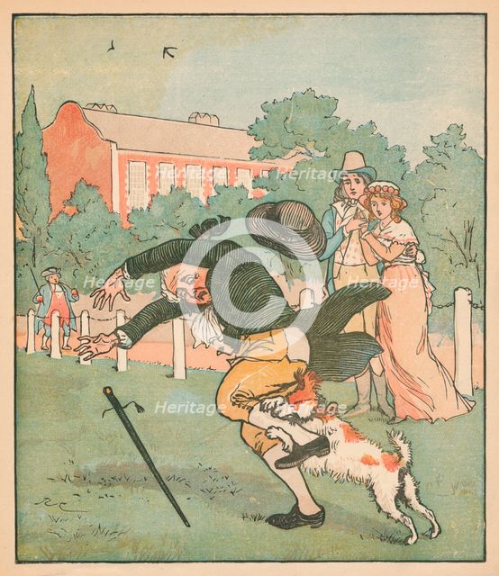 Good man of Islington bitten by the dog, c1879. Creator: Randolph Caldecott.
