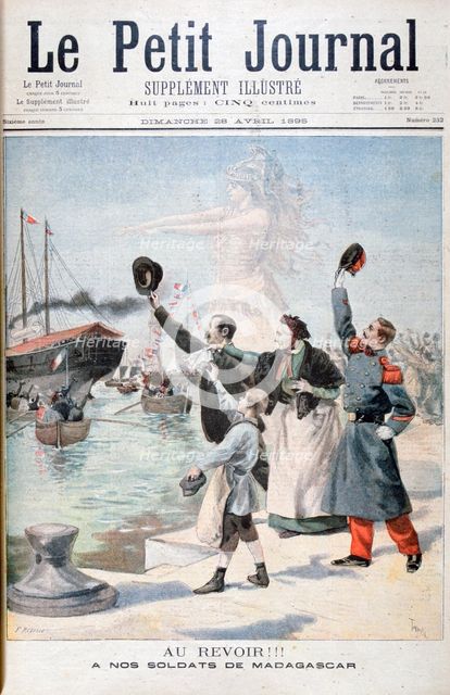 Goodbye!!, French soldiers on the way to Madagascar, 1895. Creator: F Meaulle.