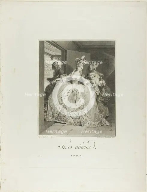 Goodbyes, from Monument du Costume Physique et Moral de la fin du Dix-huitième siècle, 1777. Creator: Nicolas Delaunay.