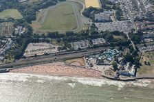 Goodrington Sands beach and Splashdown Quaywest, Paignton, Devon, 2016. Creator: Damian Grady