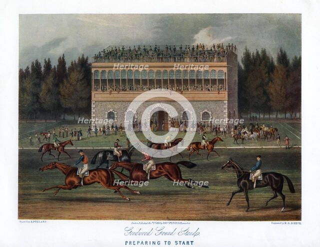 'Goodwood Grand Stand, Preparing to Start', 1836. Creator: Richard Gilson Reeve.