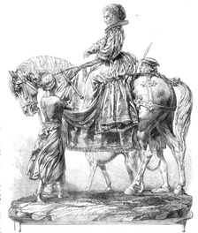 Goodwood Races: the Goodwood Cup - equestrian statue of Queen Elizabeth, 1865. Creator: Unknown