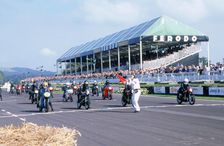 Goodwood revival meeting. Motorcycle race starting grid