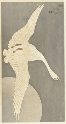 Goose at full moon, 1900-1910. Creator: Ohara, Koson (1877-1945)