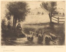 Goose Girl (Gardeuse d'oies), 1888. Creator: Camille Pissarro