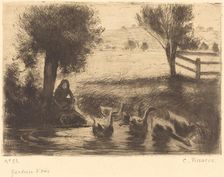 Goose Girl (Gardeuse d'oies), 1888. Creator: Camille Pissarro