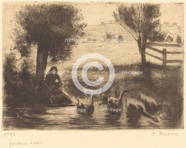 Goose Girl (Gardeuse d'oies), 1888. Creator: Camille Pissarro.