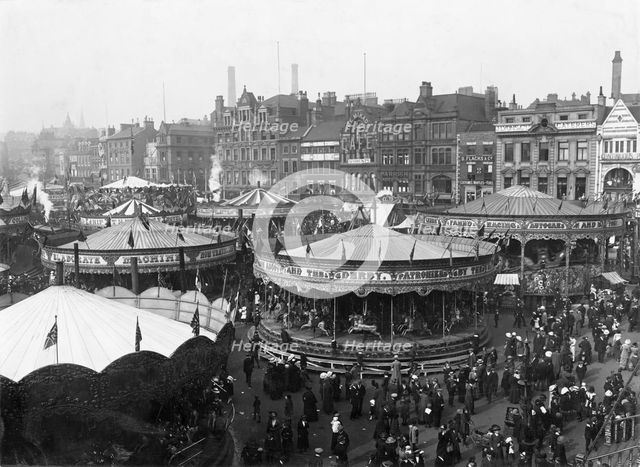 Goose Fair, Market Place, Nottingham, Nottinghamshire, 1914(?). Creator: Henson & Co.