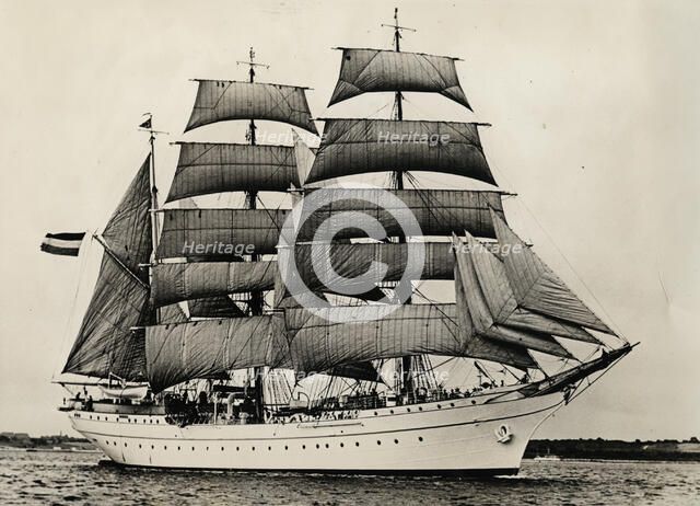 Gorch Fock for the first time under full sail, 1933. Artist: Unknown.