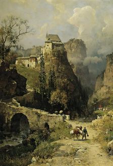 Gorge and hermitage of San Romedio near Val di Non, 1893. Creator: Robert Russ