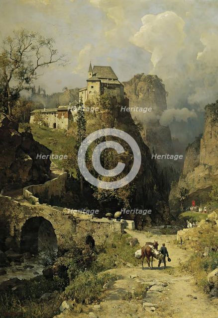 Gorge and hermitage of San Romedio near Val di Non, 1893. Creator: Robert Russ.
