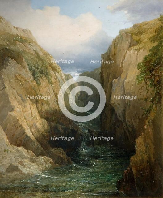 Gorge And River In Ireland, 1860. Creator: Thomas Baker.