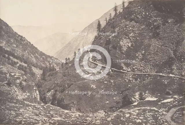 Gorge d'Astos, prise en revenant du lac d'Oo, Luchon, 1853. Creator: Joseph Vigier.