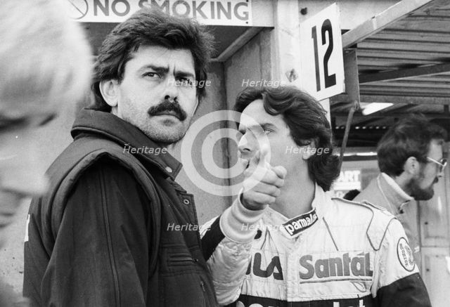 Gordon Murray and Nelson Piquet, European Grand Prix, Brands Hatch, Kent, 1983. Artist: Unknown