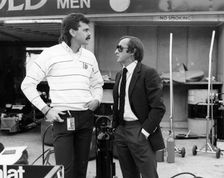 Gordon Murray (on the left) with Jackie Stewart, July 1984