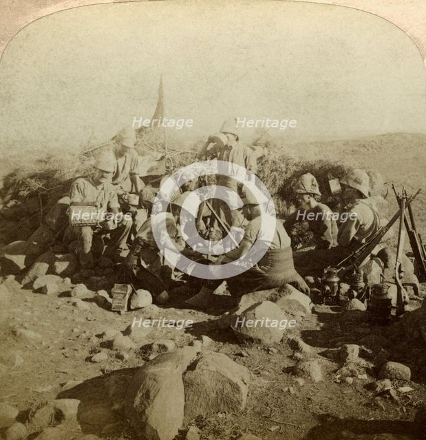 Gordon Highland signallers on Signal Hill, Euslin, South Africa, Boer War, 1899-1902.Artist: Underwood & Underwood