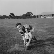 Gordon Johnson, a member of the Football Section of Laing's Sports Club, Barnet, London, 07/09/1955. Creator: John Laing plc