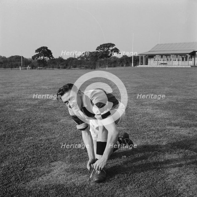 Gordon Johnson, a member of the Football Section of Laing's Sports Club, Barnet, London, 07/09/1955. Creator: John Laing plc.