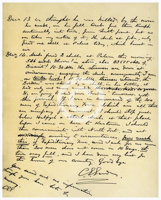 Gordon's diary of the siege of Khartoum, 14th December 1884. Artist: General Gordon