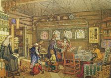 Gornitsa (living chamber) in an Old Russian House of the 16th-17th century