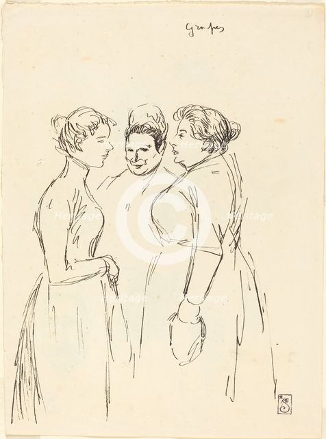 Gossiping Women, late 19th-early 20th century. Creator: Theophile Alexandre Steinlen.