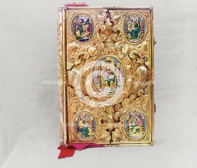 Gospel belonging to Metropolitan Iona in the vestry of the Assumption Cathedral..., 1911. Creator: Sergey Mikhaylovich Prokudin-Gorsky.