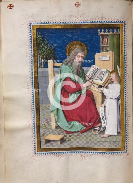 Gospel Book with Evangelist Portraits: Saint Matthew, c. 1480. Creator: Hausbuch Master (German).