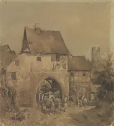 Gate to Munzenberg, c1840s. Creator: Jakob Dielmann