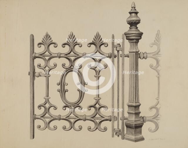 Gate and Gatepost, c. 1939. Creator: Jerome Hoxie.