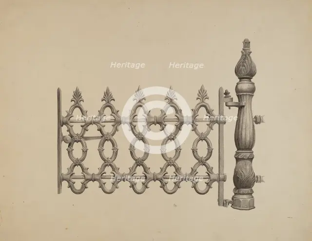 Gate and Gatepost, c. 1940. Creator: Jerome Hoxie.