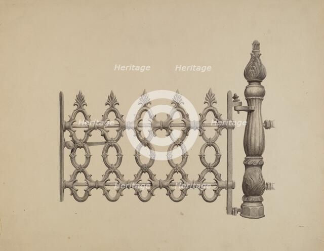 Gate and Gatepost, c. 1940. Creator: Jerome Hoxie.