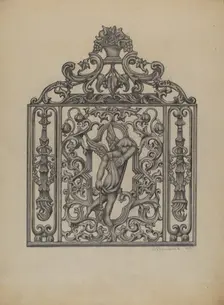 Gate for Cemetary Plot, 1937. Creator: Austin L. Davison