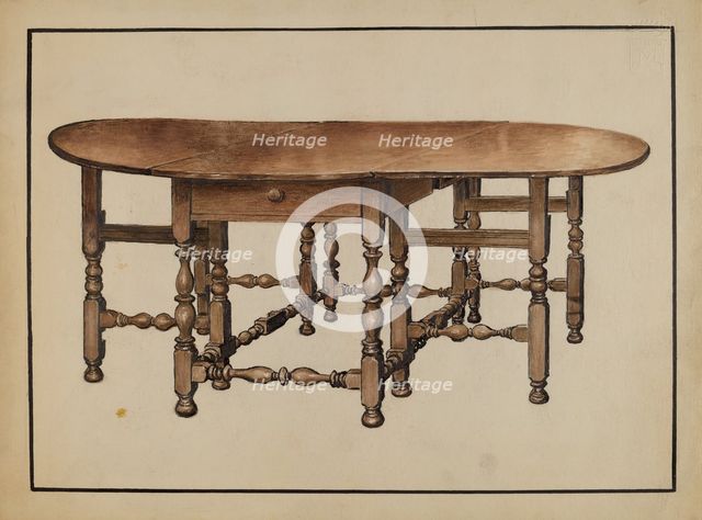 Gate-leg Table, 1936. Creator: Fletcher Hanks.