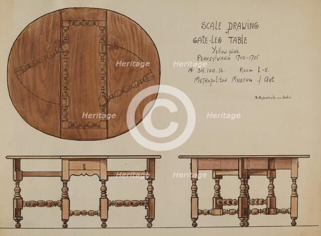 Gate-leg Table, c. 1936. Creator: M. Rosenshield-von-Paulin.