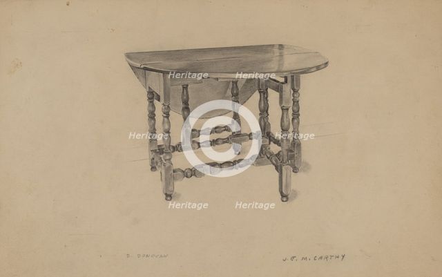 Gate-leg Table, c. 1936. Creator: Rex Dolmith.