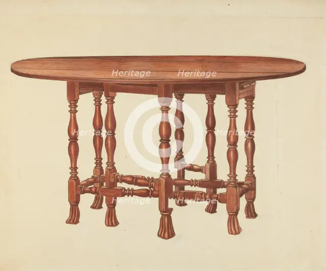 Gate Leg Table, c. 1940. Creator: Frank Wenger.