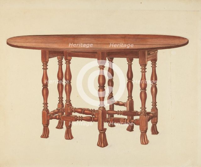 Gate Leg Table, c. 1940. Creator: Frank Wenger.