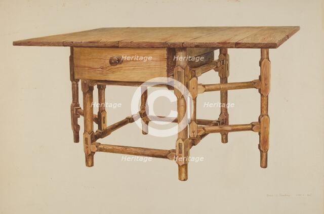 Gate-legged Dining Table, c. 1939. Creator: Amos C. Brinton.