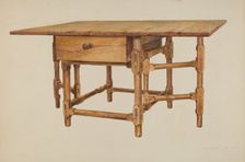 Gate-legged Dining Table, c. 1939. Creator: Amos C. Brinton
