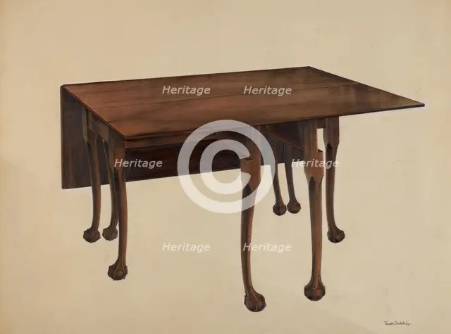 Gate-legged Table, Ball & Claw Feet, c. 1938. Creator: Joseph Sudek.