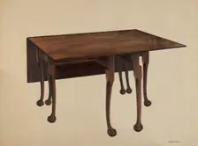 Gate-legged Table, Ball & Claw Feet, c. 1938. Creator: Joseph Sudek