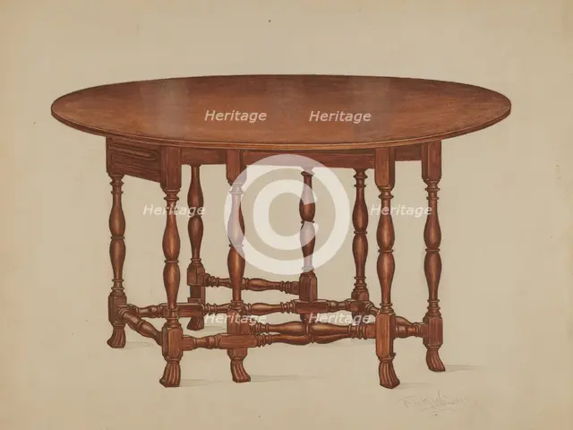Gate-legged Table, c. 1937. Creator: Frank Wenger.