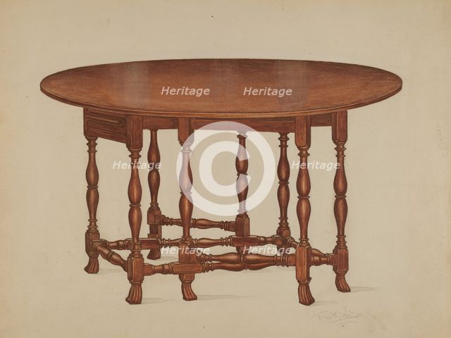 Gate-legged Table, c. 1937. Creator: Frank Wenger.