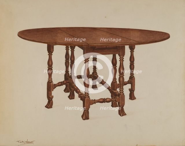 Gate-legged Table, c. 1937. Creator: Frank Wenger.