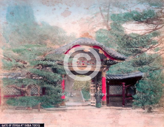 Gate of Zojoji Buddhist Temple, Shiba Park, Tokyo. Artist: Unknown