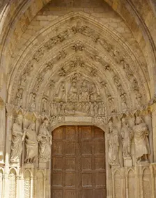 Gate of St Francis (San Francisco), West Front, Santa Maria de Leon Cathedral, Spain, (2002). Creator: LTL