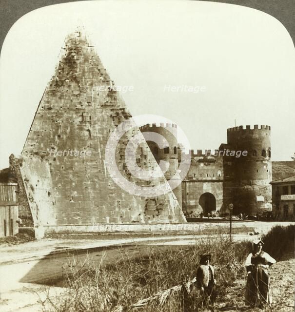 'Gate of St. Paul and Pyramid of Gaius Cestius, (N.E.), Rome, Italy', c1909. Creator: Unknown.